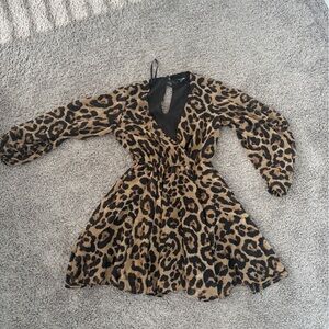 Leopard Print Long Sleeve Dress